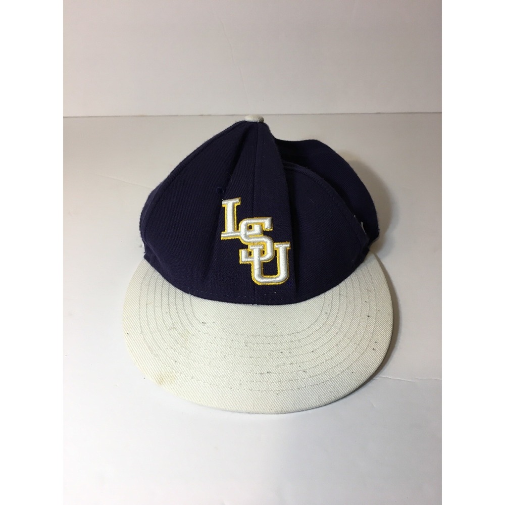 Vintage LSU Zephyr Brand Yellow White Embroidered Cap Hat Size 7 Tiger Purple